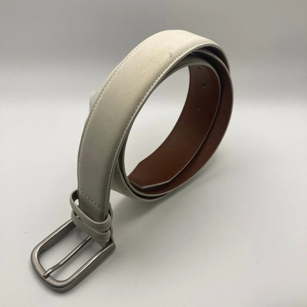 Johnston‎ & Murphy Men's White Sporty Casual Leather Belt 42 Preppy Casual Golf
